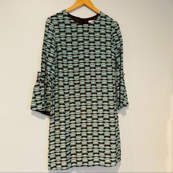 Tyler Boe Geometric Print Bell Sleeve Dress - Picture 1 of 6